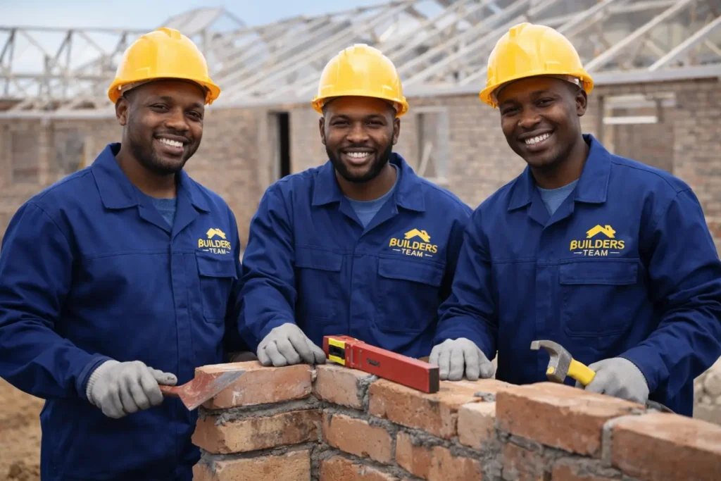 construction workers wearing contisuits embroided